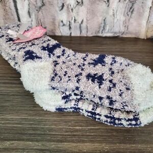 Snuggle Feet Womens Gray & Blue - 2 Pair - Soft Cozy & Warm Fuzzy Socks Size 5-9